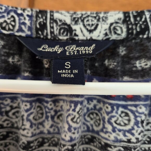 Lucky Brand Red/Black/White/Blue  Boho Top Size Small [C] - Picture 4 of 4